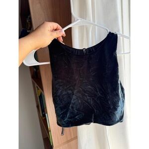 VICTORIA SPORT Womens‎ Small Black Velvet Sleeveless Crop Top Back Zip